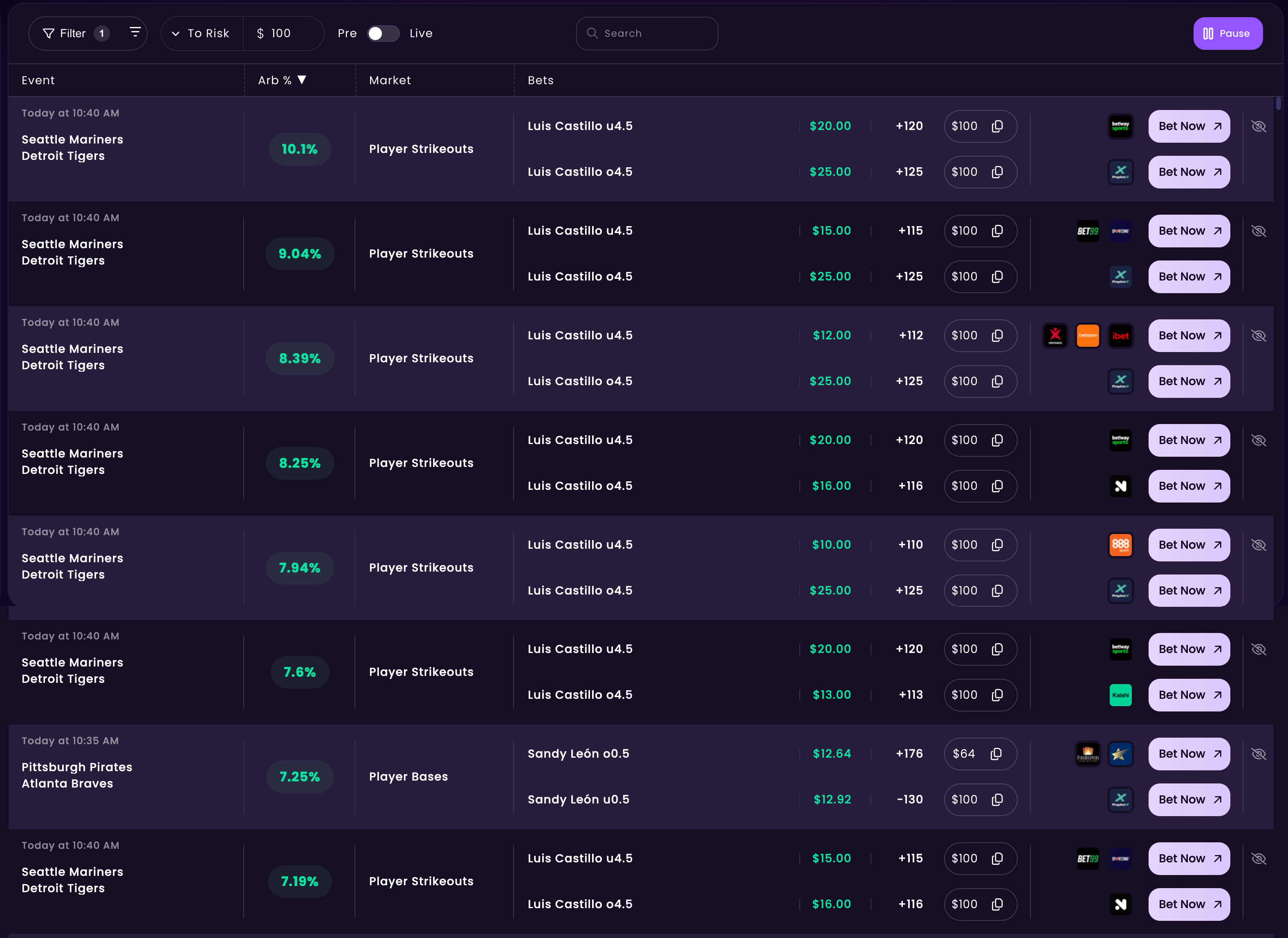 Sharp — live, in-game arbitrage across every sportsbook